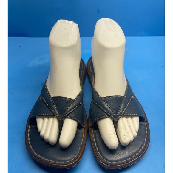 BOC Born Concept Sandals Women 6 M Leather Casual Thong Flat Slide On Shoes Blue - Picture 4 of 11